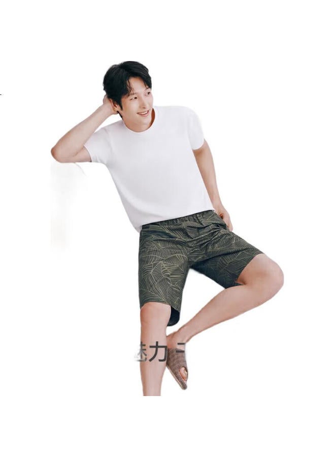 THREEGUN 100% Cotton Men'S Loose-Fit Cotton Shorts Printed Summer New Beach Pants Home Pants - Image 2