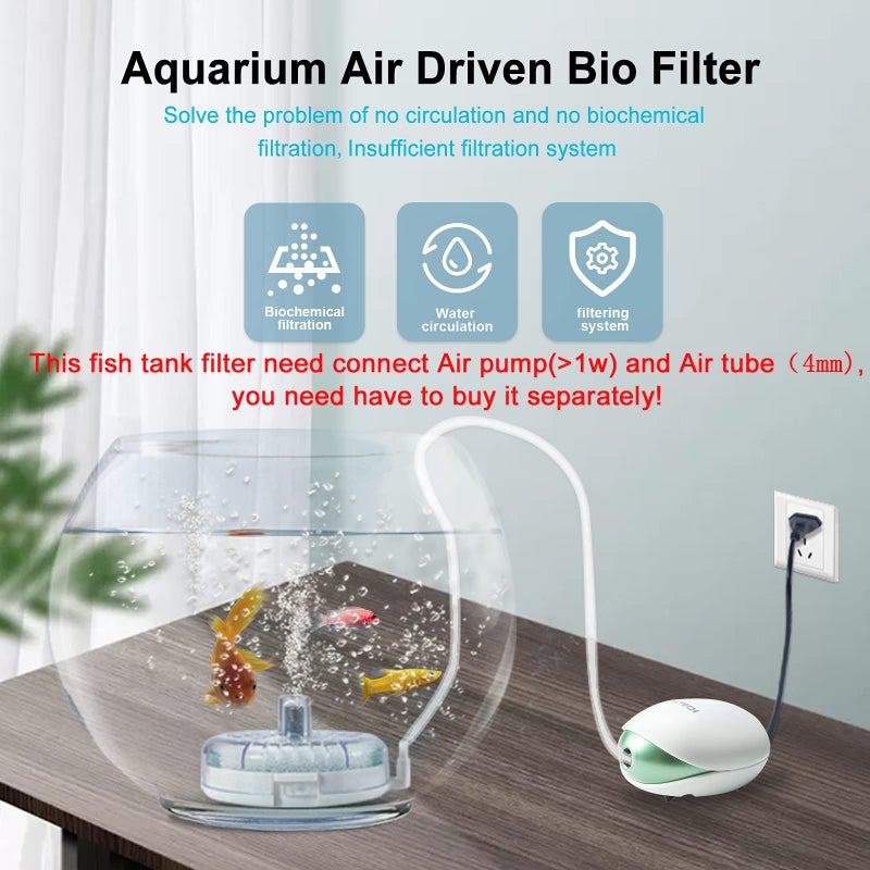 UPETTOOLS Mini Aquarium Sponge Filter, Small Internal Fish Tank Filter Detachable Submersible Filter with Air Stone Suitable for 2-6 Gallon Tank (Air Pumps and Air Tube not Included) - Image 5
