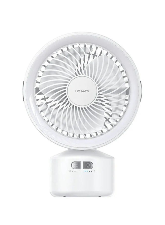 أوسامس مروحة USAMS US-ZB258 متعددة الوظائف للاستخدام الخارجي برأس اهتزازي صامت مع إضاءة قابلة للتعديل (أبيض) - Image 1