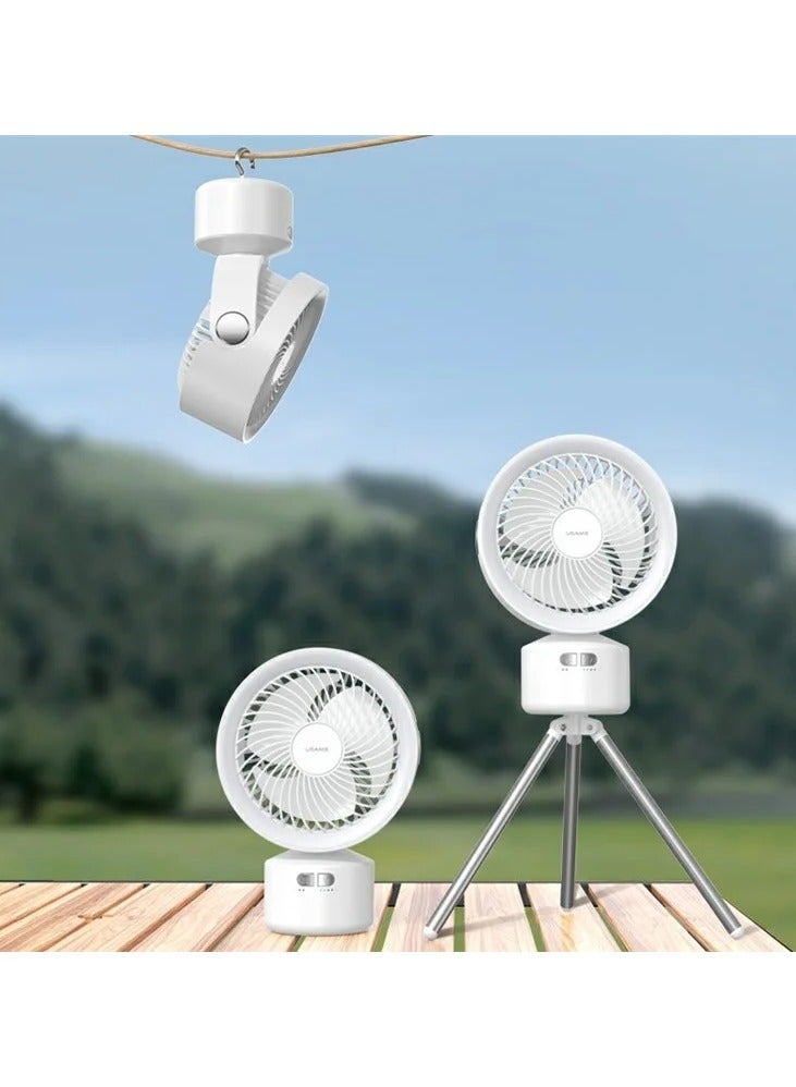 أوسامس مروحة USAMS US-ZB258 متعددة الوظائف للاستخدام الخارجي برأس اهتزازي صامت مع إضاءة قابلة للتعديل (أبيض) - Image 3