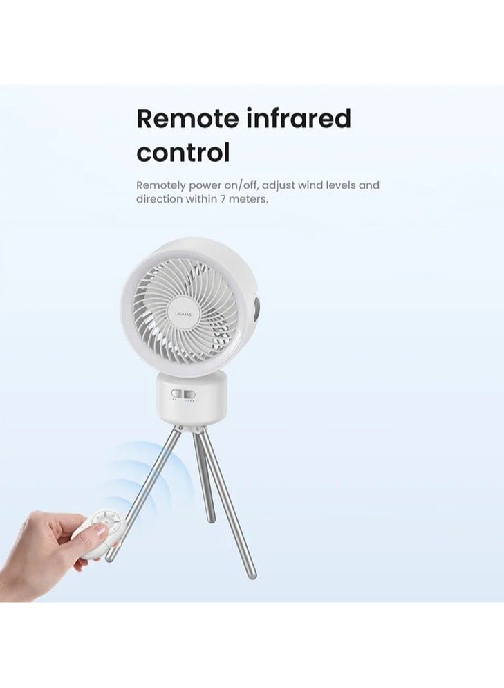 أوسامس مروحة USAMS US-ZB258 متعددة الوظائف للاستخدام الخارجي برأس اهتزازي صامت مع إضاءة قابلة للتعديل (أبيض) - Image 4