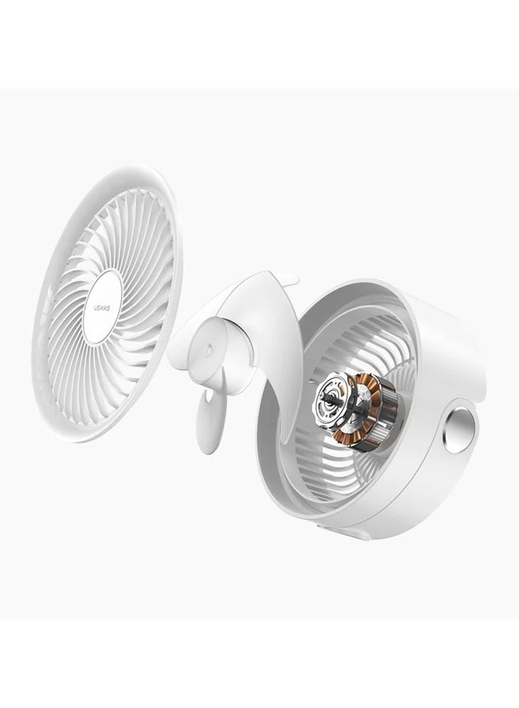 أوسامس مروحة USAMS US-ZB258 متعددة الوظائف للاستخدام الخارجي برأس اهتزازي صامت مع إضاءة قابلة للتعديل (أبيض) - Image 5