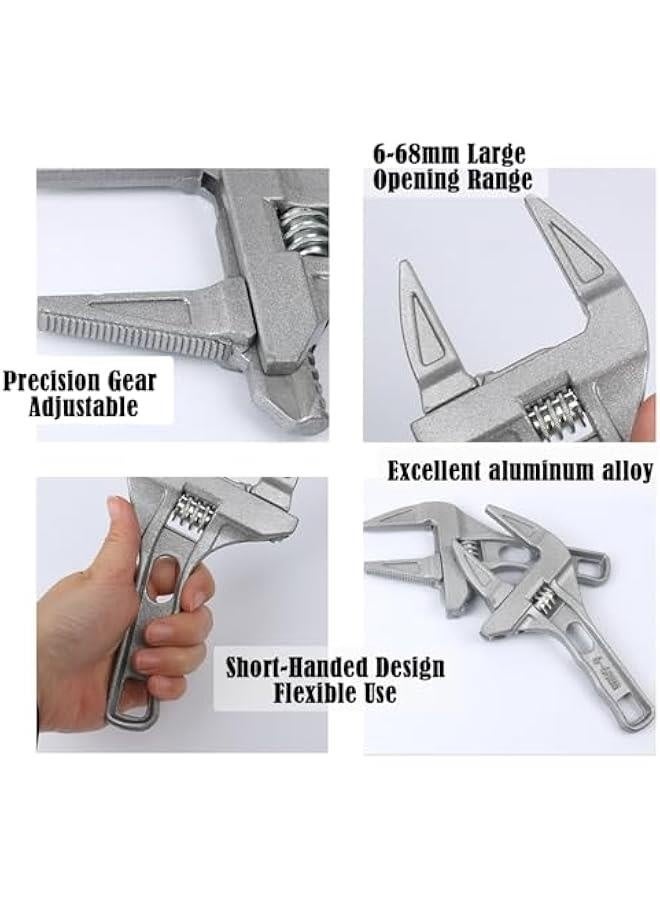 Wrench Short Shank 6-68 mm Large Openings Bathroom Aluminum Alloy Spanner Wrenches Repair Tool for Washbasin,Tube,Nut Disassembly.  - Image 5