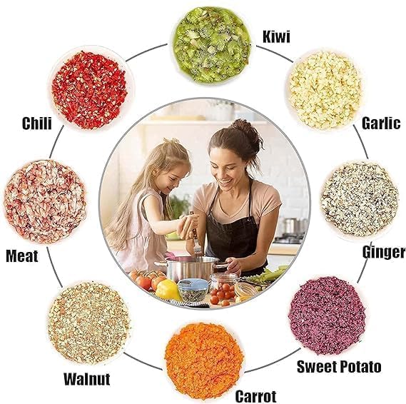 GinoSet Jet Push Chopper for Chopping Vegetables || 3 Stainless Steel Blades Manual Hand Press Chopper || Manual Food Processor || Vegetable Chopper Cutter || with 650 ml Capacity Multi colors - Image 4