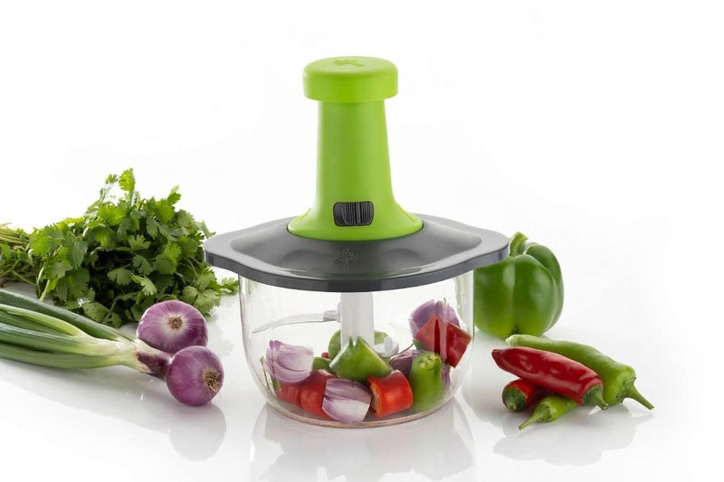 GinoSet Jet Push Chopper for Chopping Vegetables || 3 Stainless Steel Blades Manual Hand Press Chopper || Manual Food Processor || Vegetable Chopper Cutter || with 650 ml Capacity Multi colors - Image 3