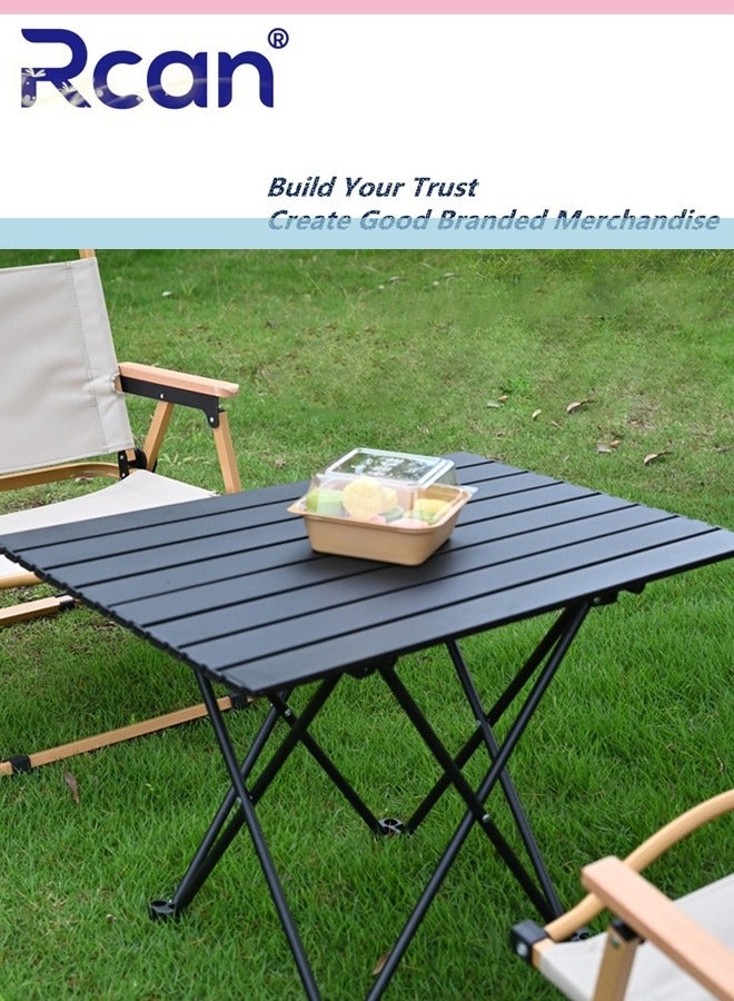 ركان طاولات سفر خارجية، طاولة تخييم قابلة للطي مع حقيبة حمل، طاولة تخييم سفر محمولة من الفولاذ الكربوني للشاطئ والسفر في الهواء الطلق والمشي لمسافات طويلة والنزهات والشواء والطهي وتناول الطعام والمطبخ - Image 1