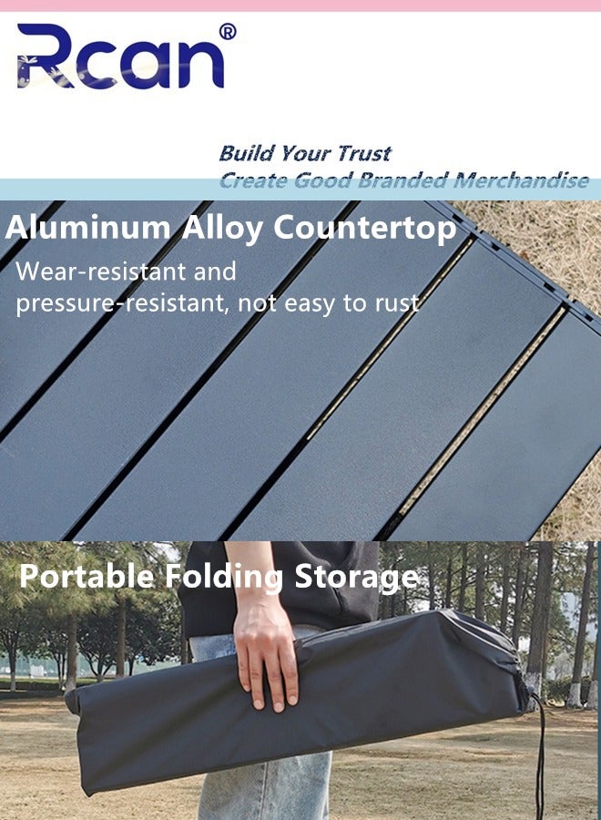 ركان طاولات سفر خارجية، طاولة تخييم قابلة للطي مع حقيبة حمل، طاولة تخييم سفر محمولة من الفولاذ الكربوني للشاطئ والسفر في الهواء الطلق والمشي لمسافات طويلة والنزهات والشواء والطهي وتناول الطعام والمطبخ - Image 5