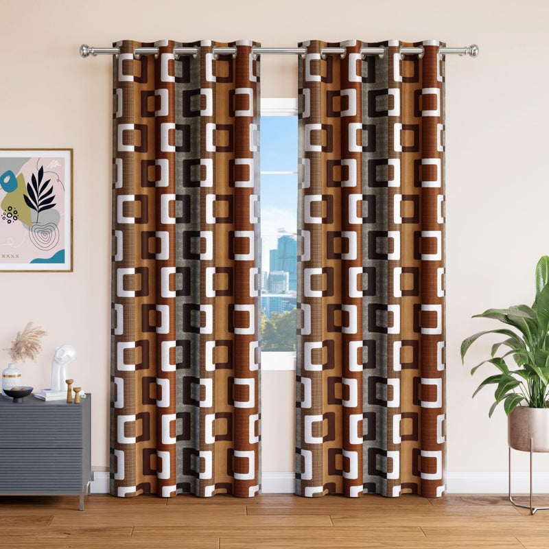 TOPDRAPES Window Curtain 5 feet 2Pcs (Multicolour Coffee/Brown/Grey Colour) 5 L x 3.67 W Feet - Image 5