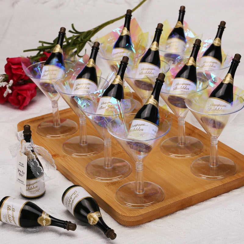 Uzoxlsn 120 Pack Mini Champagne Bottle Bubble Bulk Ideal for Wedding Send Off Bridal Shower or Engagement Anniversaries Celebration Valentines Day Family Reunion Party Favor for Guests Newlyweds Couple - Image 3