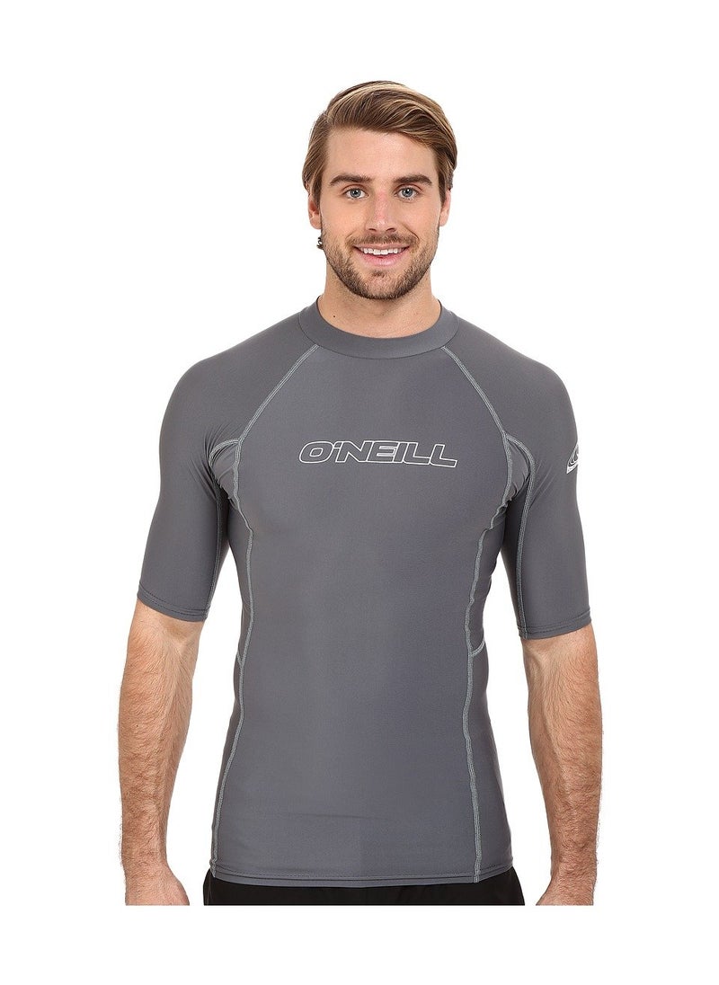 O'NEILL O'Neill Wetsuits Men's Basic Skins UPF 50+ Short Sleeve Rash Guard, Smoke, Large  - Image 1