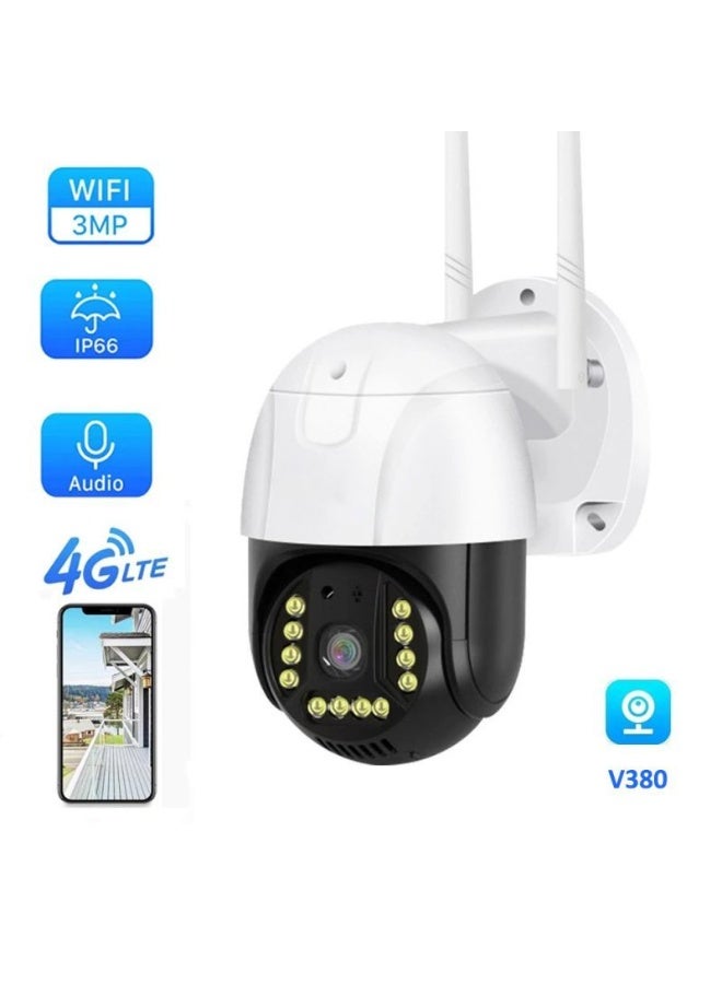 Generic 3MP Outdoor WiFi Security Camera with 4G LTE, IP66 Waterproof, Two-Way Audio – V380 App Compatible - Image 1