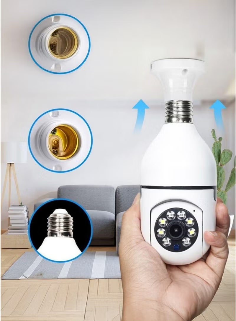 Light Bulb Security Camera – Wireless WiFi Indoor/Outdoor, 360° View, Motion Detection, Two-Way Talk, Color Night Vision - Image 4