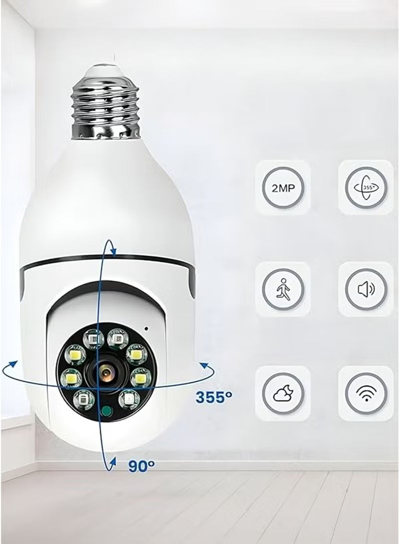 Light Bulb Security Camera – Wireless WiFi Indoor/Outdoor, 360° View, Motion Detection, Two-Way Talk, Color Night Vision - Image 5