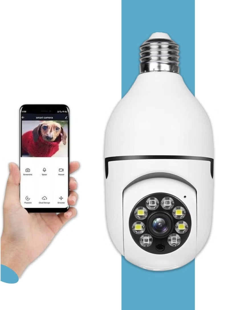 Light Bulb Security Camera – Wireless WiFi Indoor/Outdoor, 360° View, Motion Detection, Two-Way Talk, Color Night Vision - Image 3