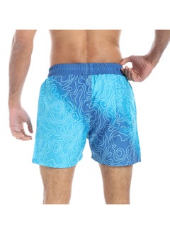 Pavone Slash Pockets Self Pattern Swim Shorts - Shades of Blue  - Image 2