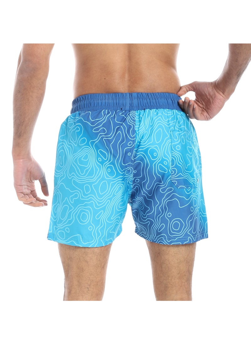 بافون Slash Pockets Self Pattern Swim Shorts - Shades of Blue  - Image 2