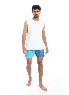Pavone Slash Pockets Self Pattern Swim Shorts - Shades of Blue  - Image 3