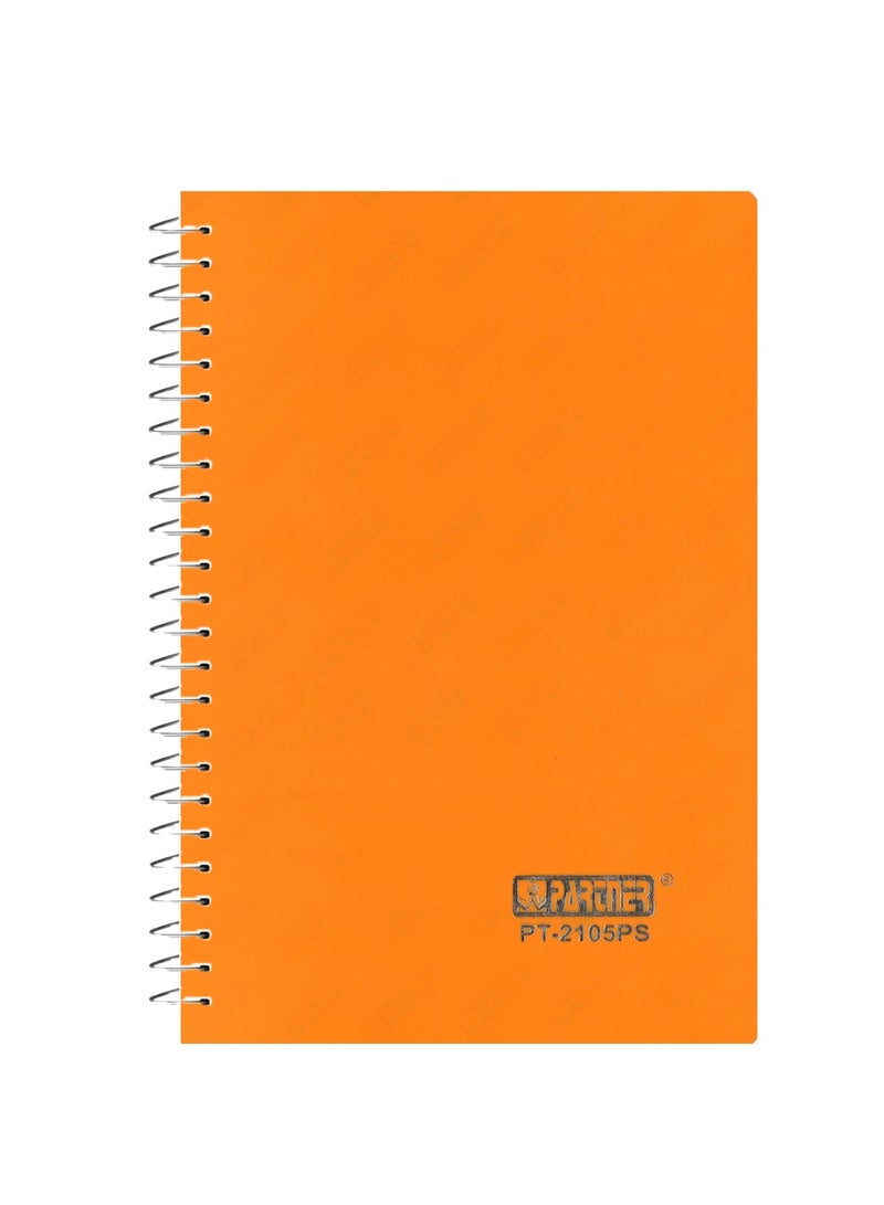 PARTNER 1-Piece A5 Size Spiral Binded Single Line Notebook With Plastic Cover Orange - Image 1