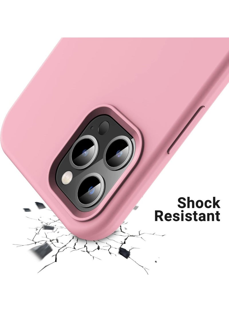 Compatible with iPhone 13/14 Case 6.1 Inch Slim Liquid Silicone 4 Layers Soft Gel Rubber Shockproof Protective Phone Case with Anti Scratch Microfiber Lining (Pink) - Image 2