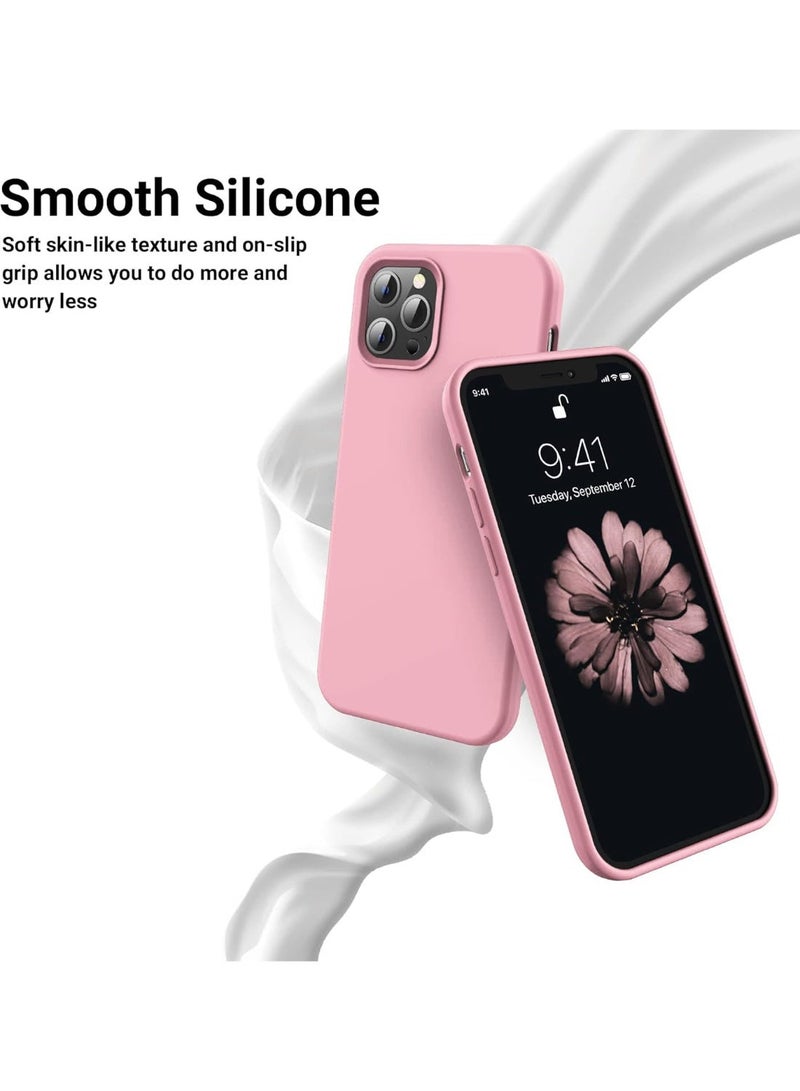 Compatible with iPhone 13/14 Case 6.1 Inch Slim Liquid Silicone 4 Layers Soft Gel Rubber Shockproof Protective Phone Case with Anti Scratch Microfiber Lining (Pink) - Image 5