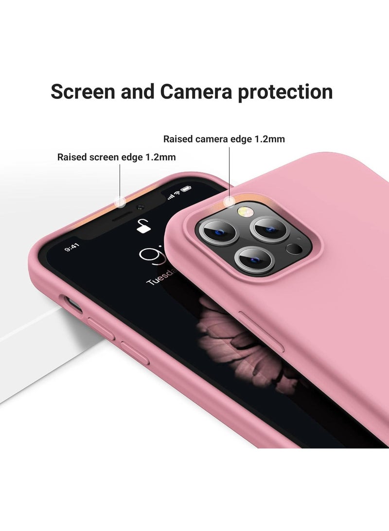 Compatible with iPhone 13/14 Case 6.1 Inch Slim Liquid Silicone 4 Layers Soft Gel Rubber Shockproof Protective Phone Case with Anti Scratch Microfiber Lining (Pink) - Image 3