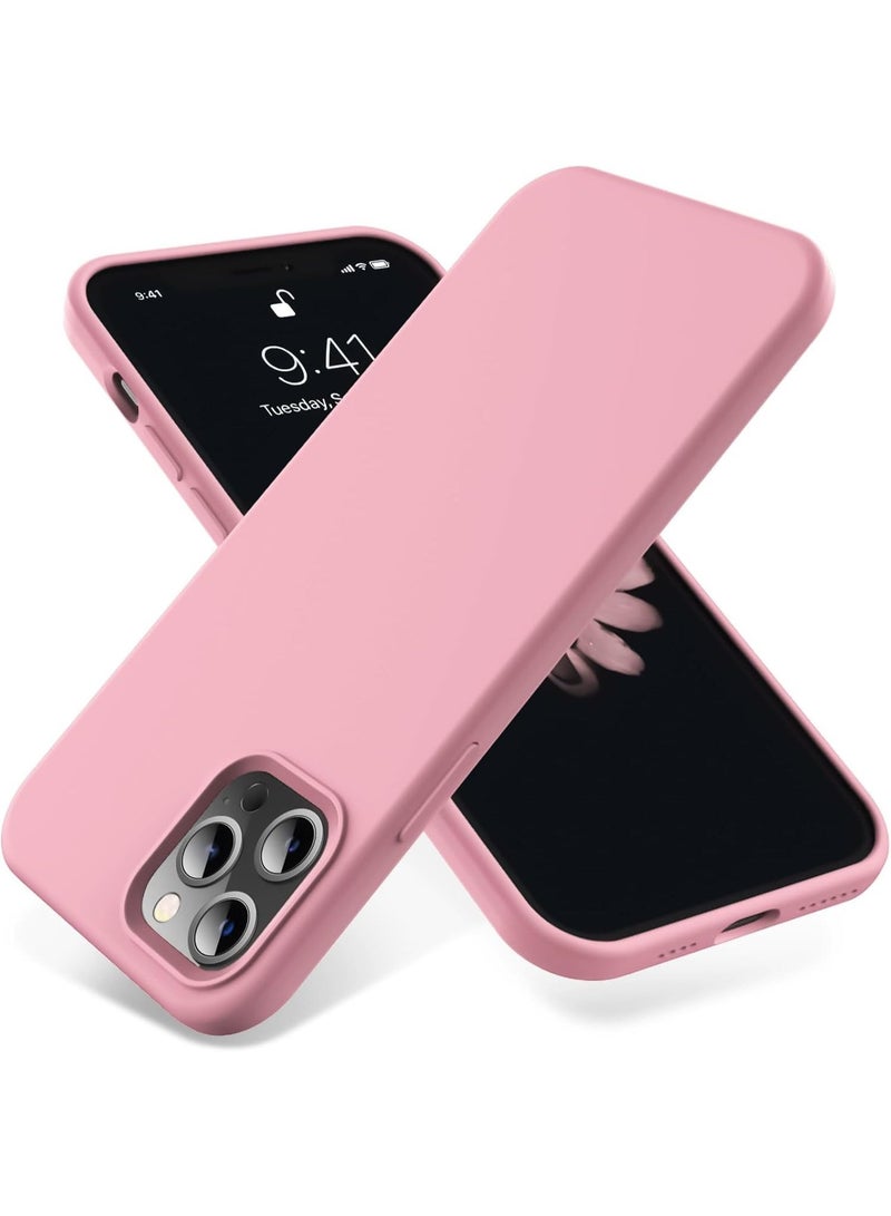 Compatible with iPhone 13/14 Case 6.1 Inch Slim Liquid Silicone 4 Layers Soft Gel Rubber Shockproof Protective Phone Case with Anti Scratch Microfiber Lining (Pink) - Image 1