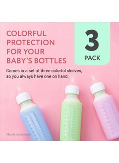 IMPRESA [Multicolor 3 Pack] Glass Baby Bottle Sleeve For Dr Brown Bottles 8 Oz Silicone Bottle Cover For Dr Brown Glass Bottles 8 Oz Narrow Sleeve For Dr Brown Bottles Glass 8 Oz  - Image 3