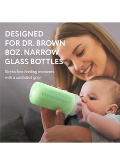 IMPRESA [Multicolor 3 Pack] Glass Baby Bottle Sleeve For Dr Brown Bottles 8 Oz Silicone Bottle Cover For Dr Brown Glass Bottles 8 Oz Narrow Sleeve For Dr Brown Bottles Glass 8 Oz  - Image 2