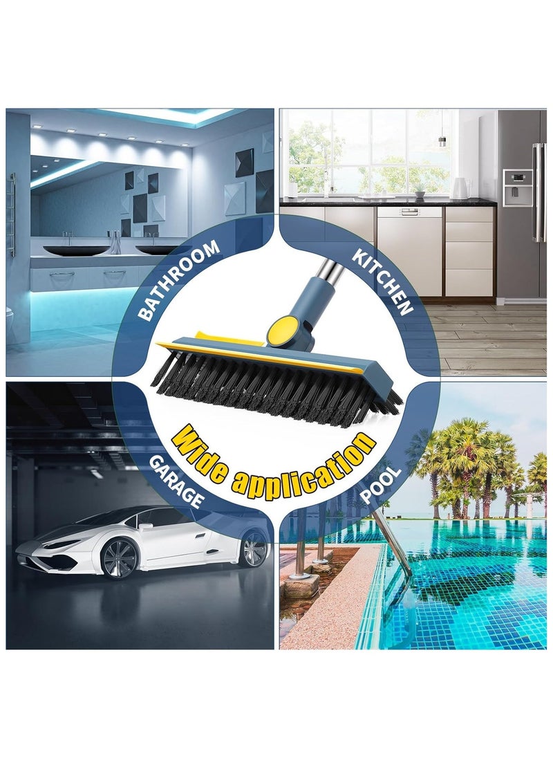 Hihonor 3 in 1 Floor Scrub Brush with Long Handle 44.5'' Cleaning Brush Stiff Bristle Brush Mop Swivel Head Brush Broom Floor Brush Scrubber for Cleaning Patio Bathroom Garage Kitchen (Dark Blue)  - Image 5