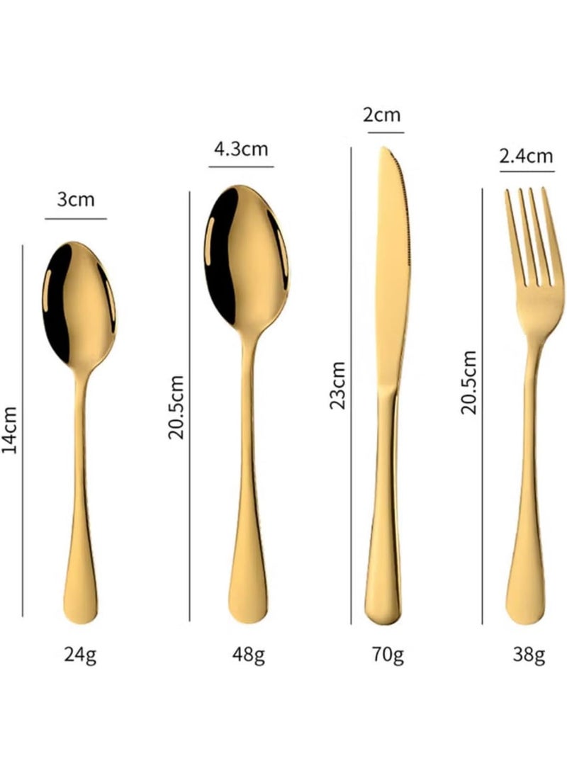 24-Piece Stainless Steel Cutlery Set Kitchen Utensils Set Surface Texture-Free Western Tableware Suitable For Home Kitchen Restaurant Hotel Party Dining Picnic Dining Exquisite Packaging Gift Golden - Image 3