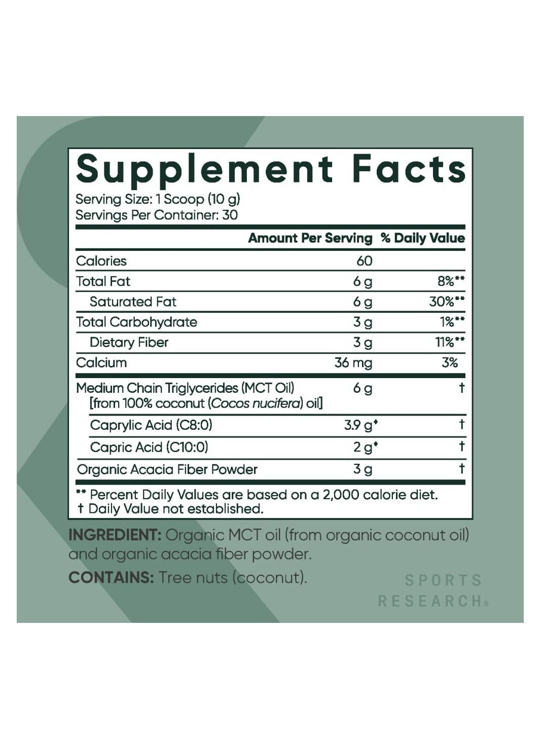 Sports Research Organic MCT Oil Powder 300g
