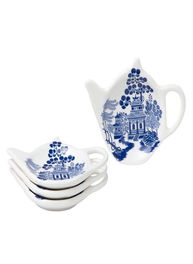 Grace Teaware Tea Bag Caddy Holder, Set of 4 (Blue Willow) - Image 2
