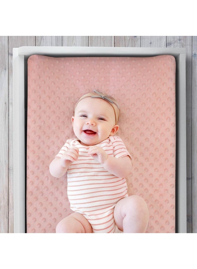 The Peanut Shell أغطية وسادة تغيير الأطفال من بي نات شيل للبنات، شراشف مينيكي باللون الوردي لطاولة تغيير الأطفال للبنات، ديكور حضانة قوس قزح الزهري البوهيمي - Image 4