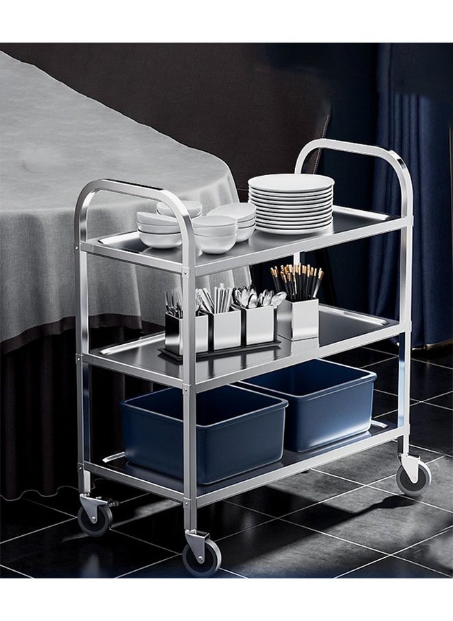Cady One 3-layer stainless steel food serving cart, silver color  - Image 1
