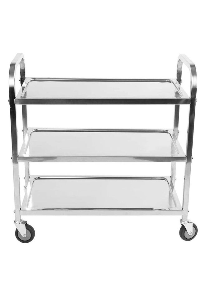 Cady One 3-layer stainless steel food serving cart, silver color  - Image 3