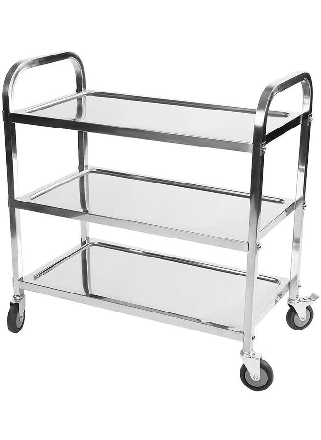 Cady One 3-layer stainless steel food serving cart, silver color  - Image 2