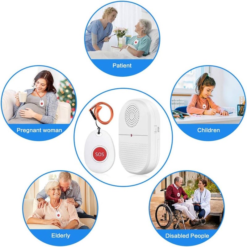 ChunHee Wireless Caregiver Pager Call Button Nurse Alert System Call Bell for Home/Elderly/Patient Emergency Vibration Pager 2 Transmitter+2 Receiver(800+Feet Operating Range) - Image 5