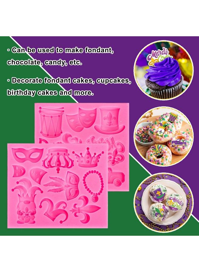 Whaline 2 قطع قوالب فوندان ماردى غرا ماسك قناع زهور التاج قناع الريشة نمط 3D قالب سيليكون زينة كعكة الكرنفال للحفلات الحرف اليدوية الحلوى - Image 5