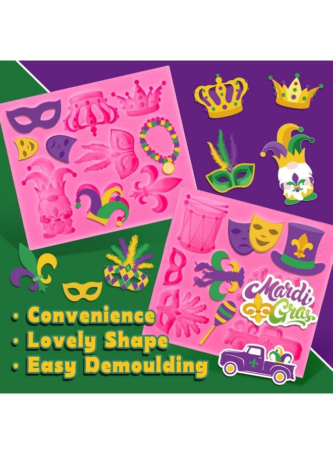 Whaline 2 قطع قوالب فوندان ماردى غرا ماسك قناع زهور التاج قناع الريشة نمط 3D قالب سيليكون زينة كعكة الكرنفال للحفلات الحرف اليدوية الحلوى - Image 4