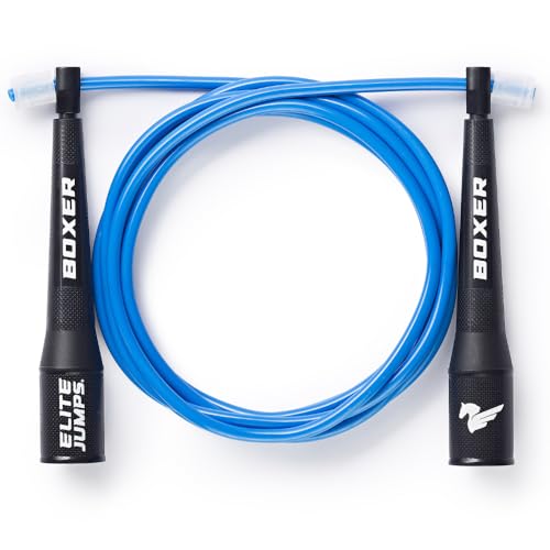 EliteSRS Elite Jumps Boxer Jump Rope 3.0 for Fitness & Cardio Training | Professionally Designed Boxing Jump Rope w/Smooth Action Polymer Handles & Slip-Resistant Grips | Tangle-Free PVC | Blue - Image 1