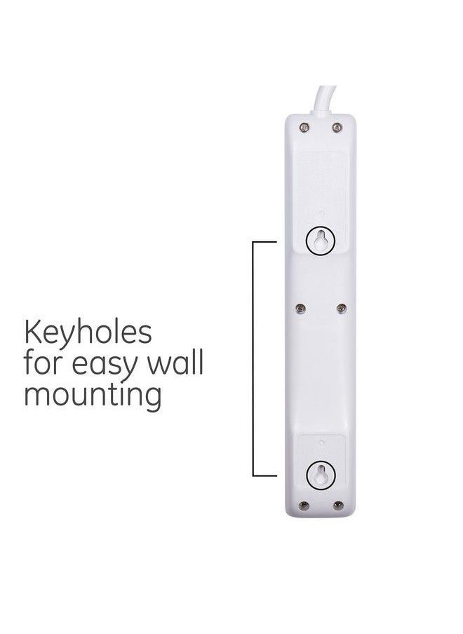 GE Ge 6Outlet Surge Protector 2 Pack 3 Ft Extension Cord Power Strip 450 Joules On Off Switch Integrated Circuit Breaker Heavy Duty Warranty Ul Listed White 14709  - Image 5