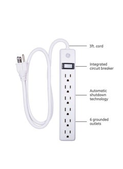 GE Ge 6Outlet Surge Protector 2 Pack 3 Ft Extension Cord Power Strip 450 Joules On Off Switch Integrated Circuit Breaker Heavy Duty Warranty Ul Listed White 14709  - Image 3