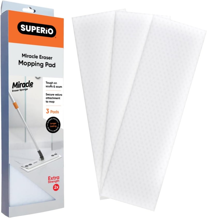 Superio Magic Eraser Mop Refill Head Replacement Miracle Mop Pads 3 Pack - Image 1