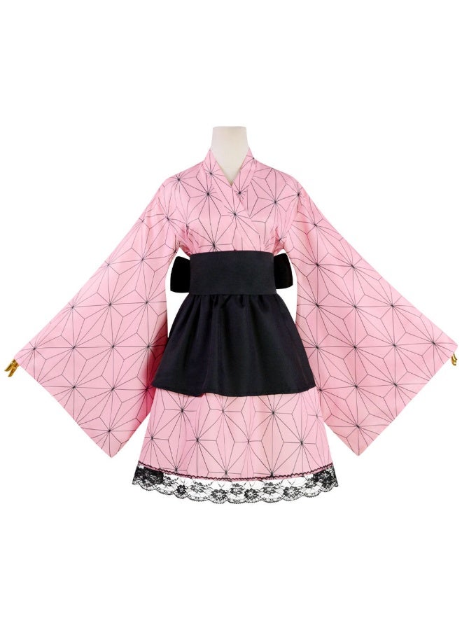 NIBEMINENT Inosuke's female cosplay costume, Demon Slayer Cosplay maid dress, Halloween role-playing kimono - Image 1