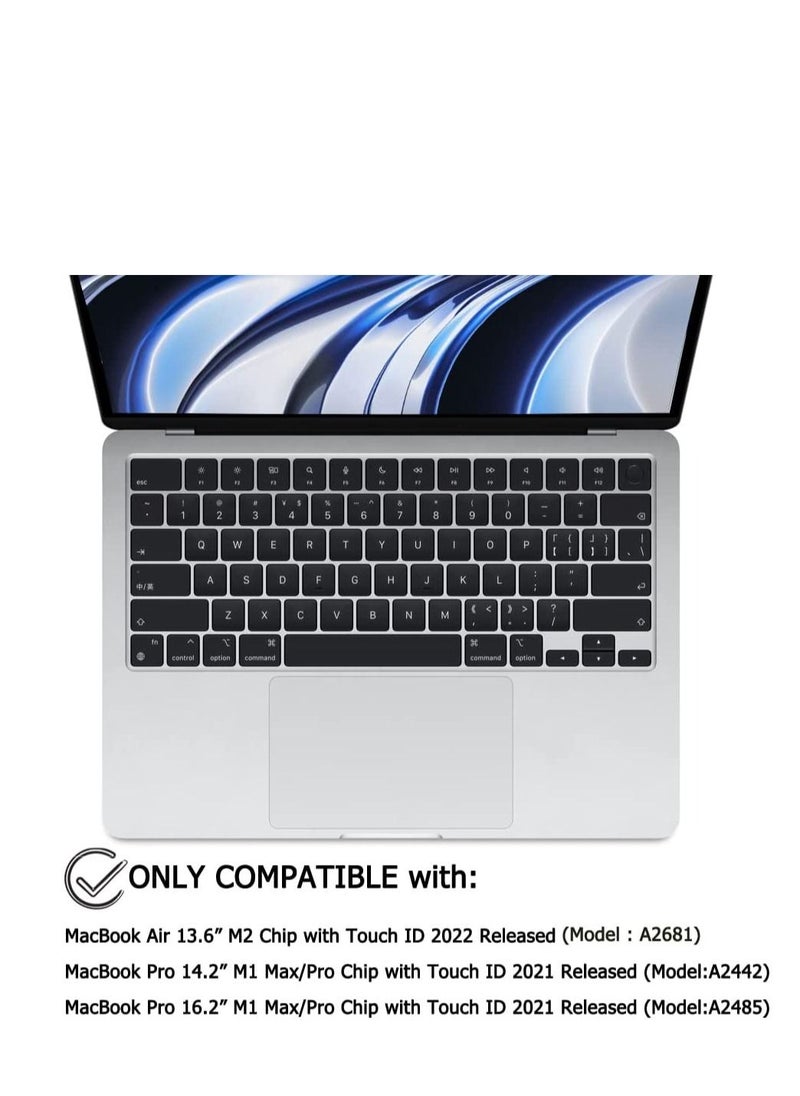 Generic Silicone Keyboard Cover Skin for 2024-2021 MacBook Air & Pro/Max with M4 M3 M2 M1 Chip 15.3" 13.6" 14.2" 16.2 inches A2941 A3114 A3241 A2681 A3113 A3240 A3112 A3401 A3185 A2992 A2991 A2918 A2779 A2780 A2442 A3403 A3186 A2485, Black  - Image 4