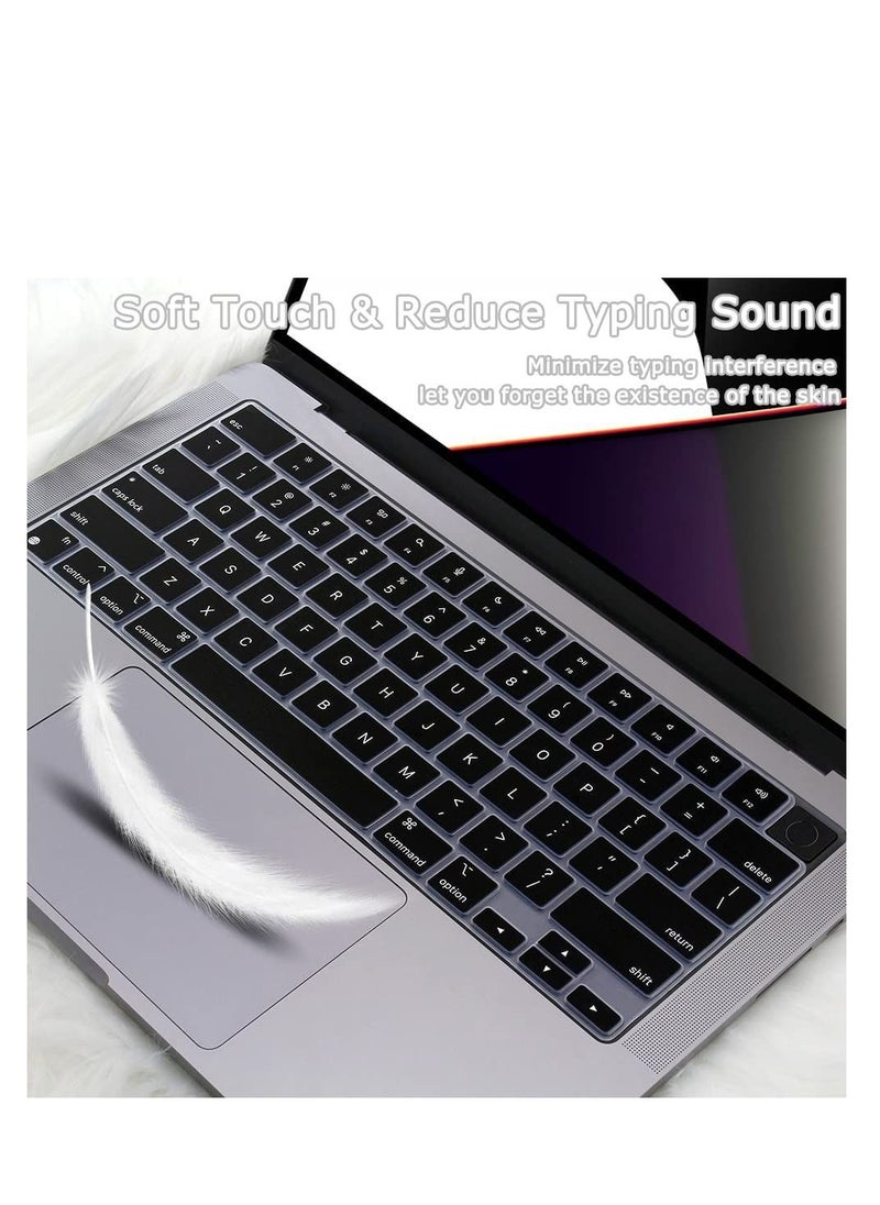 Generic Silicone Keyboard Cover Skin for 2024-2021 MacBook Air & Pro/Max with M4 M3 M2 M1 Chip 15.3" 13.6" 14.2" 16.2 inches A2941 A3114 A3241 A2681 A3113 A3240 A3112 A3401 A3185 A2992 A2991 A2918 A2779 A2780 A2442 A3403 A3186 A2485, Black  - Image 1
