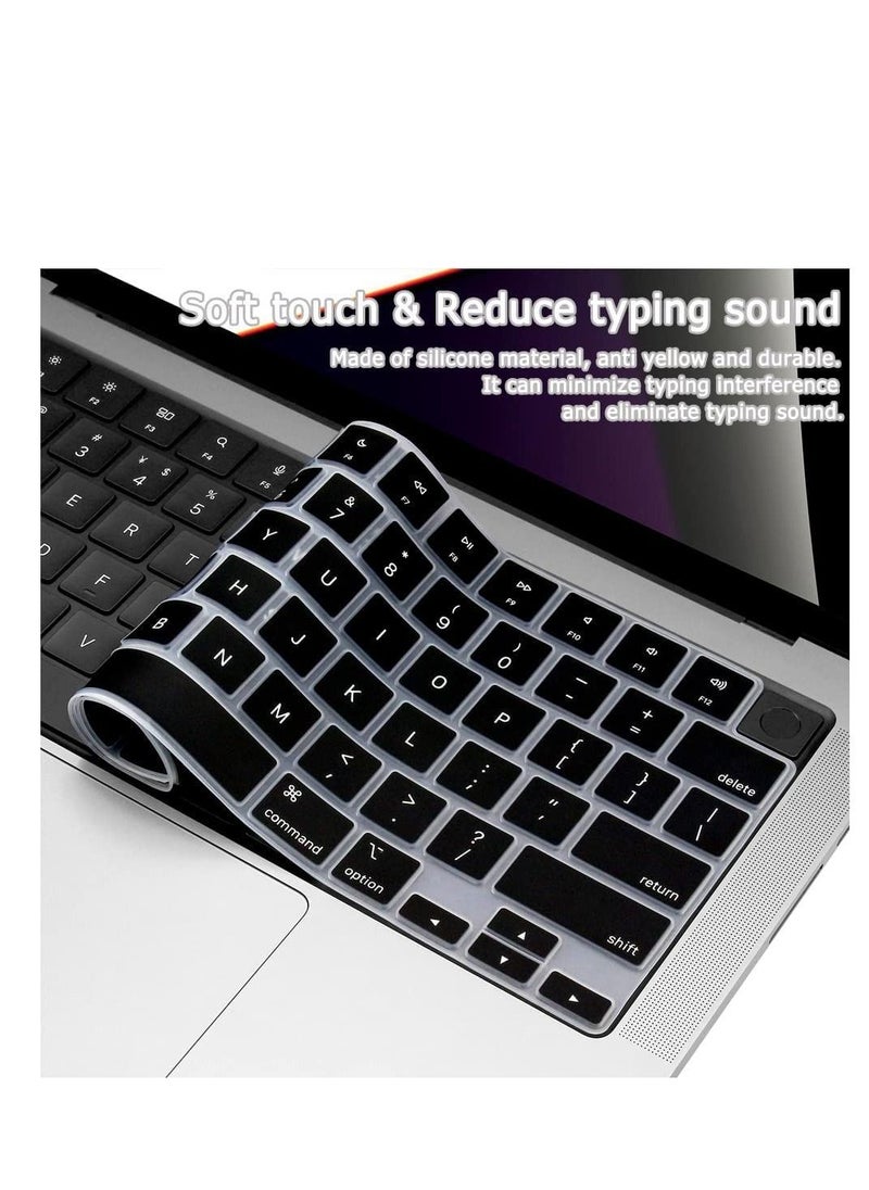 Generic Silicone Keyboard Cover Skin for 2024-2021 MacBook Air & Pro/Max with M4 M3 M2 M1 Chip 15.3" 13.6" 14.2" 16.2 inches A2941 A3114 A3241 A2681 A3113 A3240 A3112 A3401 A3185 A2992 A2991 A2918 A2779 A2780 A2442 A3403 A3186 A2485, Black  - Image 2