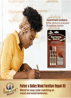 Parker & Bailey Parker & Bailey Wood Repair Kit - Furniture Markers Touch Up Furniture Scratch Repair Markers Wood Floor Scratch Remover Wood Marker Wood Stain Marker for Wood Furniture Wood Pens for Scratches  - Image 4
