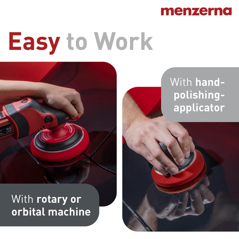 menzerna 6 Inch Polishing Pad Heavy Cut for Scratch Repair I Body Repair and Detailing Pads with Safety Edge & Velcro Attachment I Washable & Long Lasting I Thin Pad with Hole for Anti Heat Build-Up - Image 4