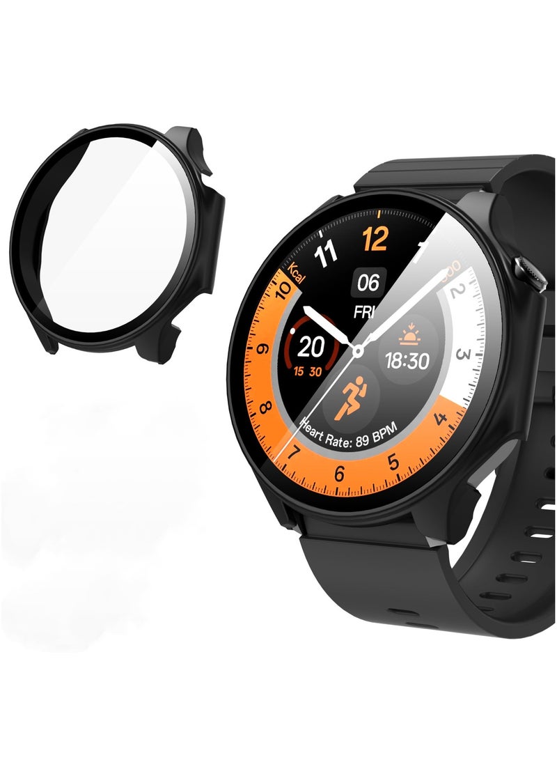 Case Compatible with Oneplus Watch 2/OPPO Watch X Smartwatch PC + Tempered Film Anti-Fall Anti-Scratch Watch Protective Case (Black) - Image 1